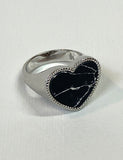 Valencia Heart Ring In Silver Black Onyx