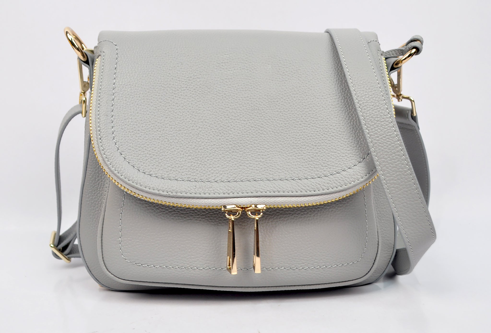 Dove Grey leather Messenger Bag