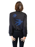 Swallow Print Bomber Black