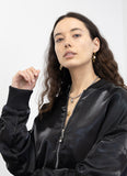 Noir Silk Bomber Jacket