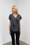 Bat V-neck Tee In Charcoal