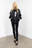 Noir Silk/Nylon Bomber Jacket