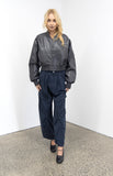 Sabre Leather Cropped Bomber