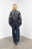 Sabre Leather Cropped Bomber