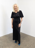 Galaxy Dress (Black velvet sequin V neck)