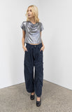 Luna Silver Lamé Top