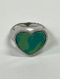Valencia Heart Ring In Silver Green Agate