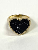 Valencia Heart Ring In Gold Onyx