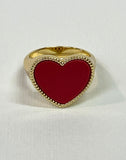 Valencia Heart Ring In gold Red Agate
