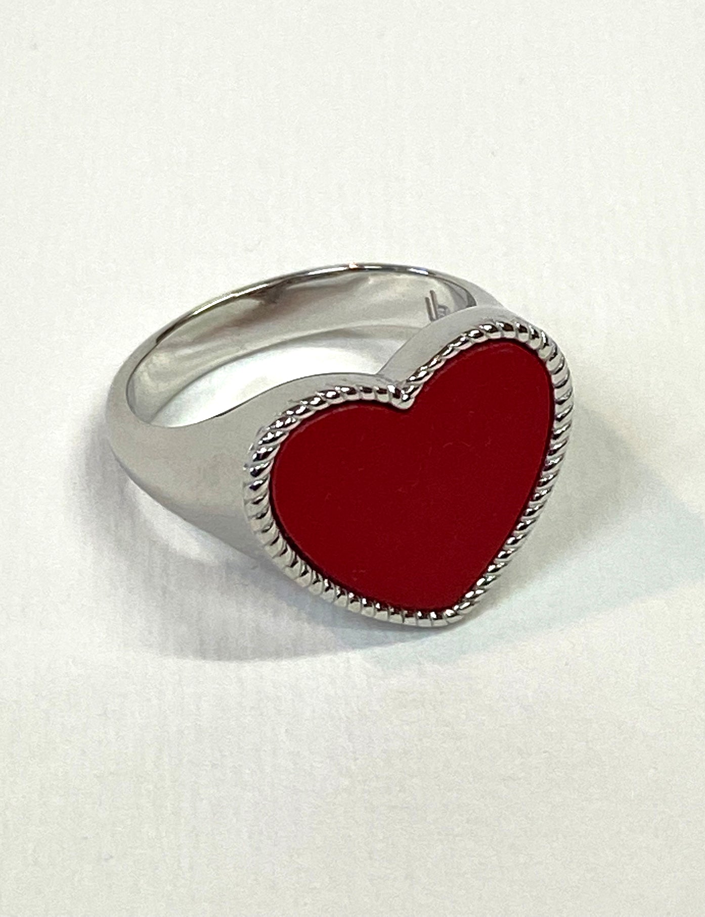 Valencia Heart Ring In Silver Red Agate