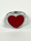 Valencia Heart Ring In Silver Red Agate