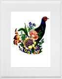 Pheasant and flowers